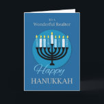 Cartão Para o Realtor Hanukkah Menorah no Azul Negro<br><div class="desc">Este cartão com um lindo Menorah na frente é o que você precisa dar ao seu maravilhoso corretor quando Chanucá finalmente chegar. Partilhe com ele uma mensagem sincera para as férias.</div>