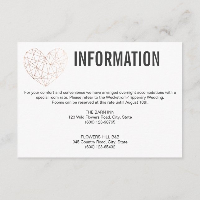 Cartão para o recinto INFORMAÇÃO | Geométrico Rosa (Frente)