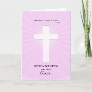Cartão Para Primo Baptism, Cruz Brilhante