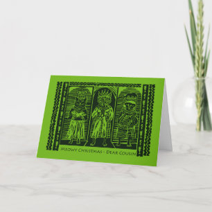 Cartão Para Primo Meowy Feline de Natal, Gatos de Magi Wi