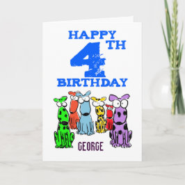 Cartão para rapazes Feliz 4.º aniversário