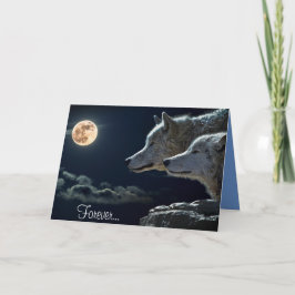 Cartão Para sempre… Dois lobos e uma Lua cheia