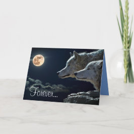 Cartão "Para sempre" & "eu te amo" dois lobos cinzentos