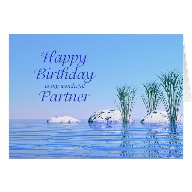 Cartão Para seu parceiro, um Spa Like, Blue Birthday (Frente Horizontal)