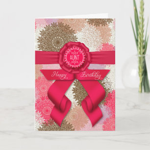 Cartão para tia Aunt Rosa cor-de-rosa profundo Aniversári