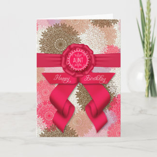 Cartão para tia Aunt Rosa cor-de-rosa profundo Aniversári