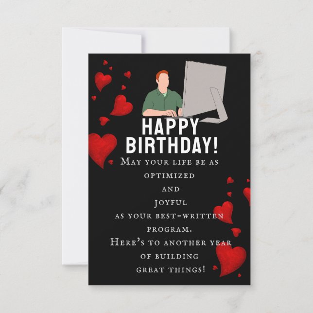 Cartão Para um brilhante aniversário de engenheiro de sof (Frente)