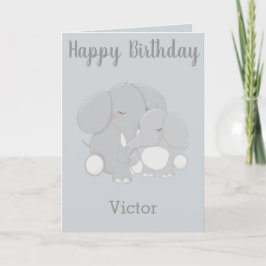 Cartão Para um garotinho no tema do elefante de aniversár