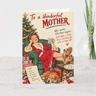 Cartão Para uma Mãe Maravilhosa – Natal Vintage Divertido