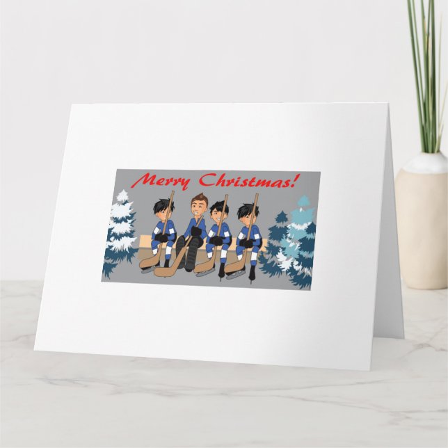 Cartão para Vamos de férias, jogue hóquei! (Frente)