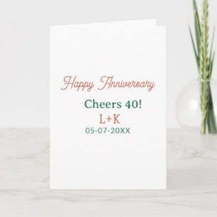 Cartão Parabéns 40 feliz aniversário laranja verde nome d