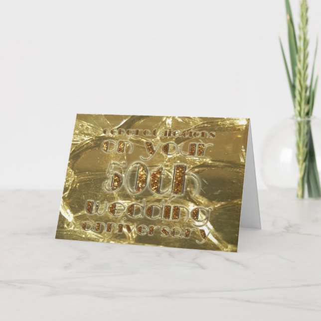 Cartão Parabéns 50º Aniversário de Casamento Ouro (Frente)