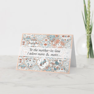 Cartão Parabéns à Madre-em-Direito Elegante de Arte Flo