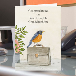 Cartão Parabéns à neta pelo novo emprego Robin