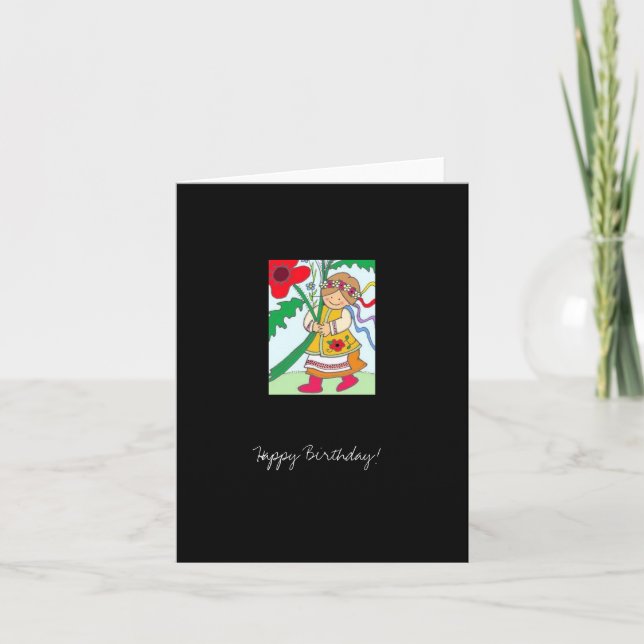 Cartão Parabéns à Poppy Girl! (Frente)