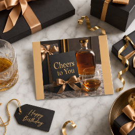 Cartão Parabéns a Você Bourbon Whiskey Aniversário