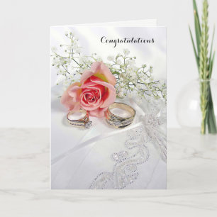 Cartão Parabéns Anéis De Casamento No Travesseiro Satin