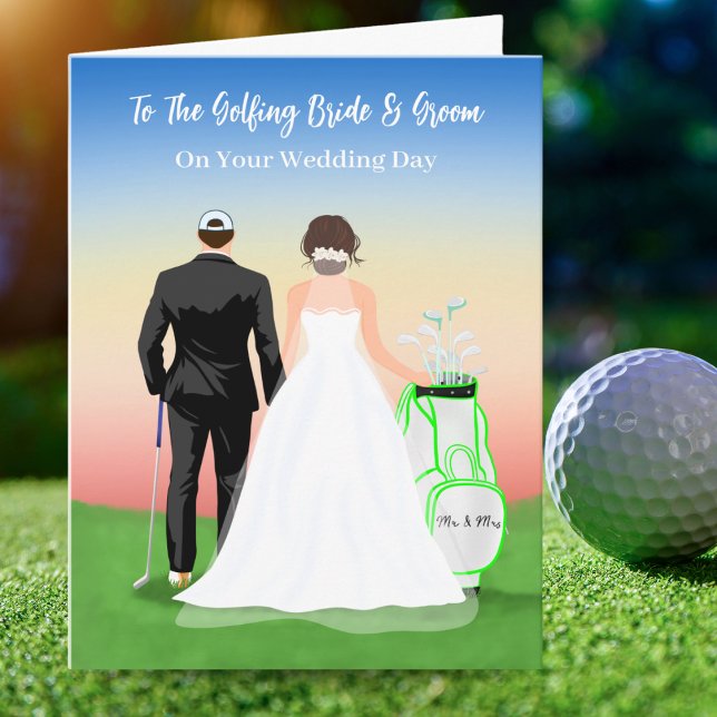 Cartão Parabéns ao Casal de Golfistas no Dia do Casamento (Criador carregado)