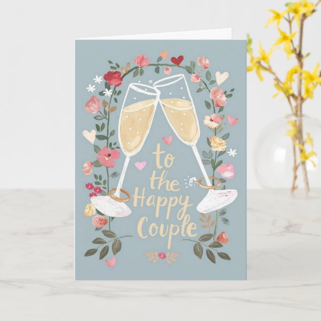 Cartão Parabéns ao Casal Feliz (Flor Amarela)