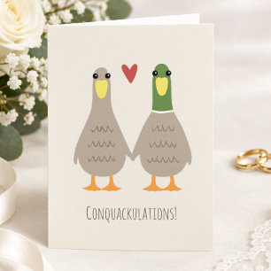 Cartão Parabéns ao Casamento dos Patos Amor Divertido Con