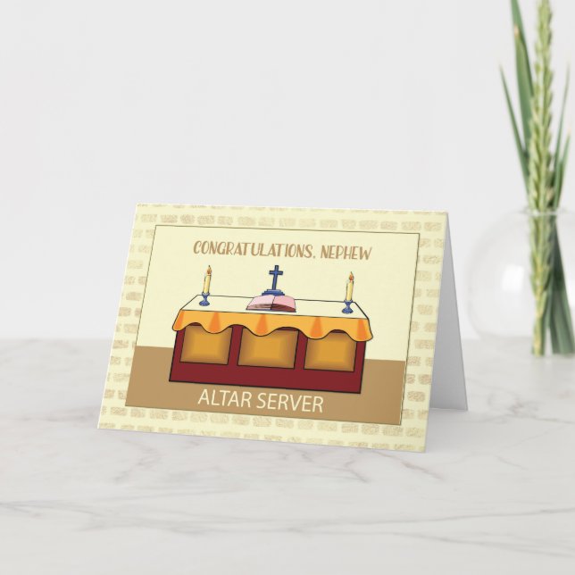 Cartão Parabéns ao Sobrinho Servo do Altar Católico (Frente)