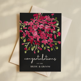 Cartão Parabéns aos Recém-Casados Aquarela Floral