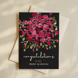Cartão Parabéns aos Recém-Casados Aquarela Floral