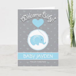 Cartão Parabéns Baby Boy Card com elefante