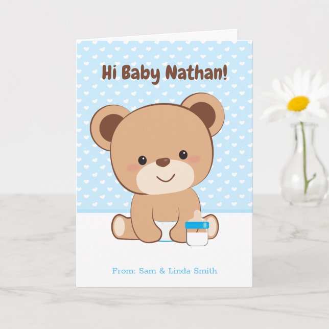 Cartão Parabéns Baby Boy Card with Baby Bear (Planta pequena)