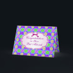 Cartão Parabéns, Bat Mitzvah Card<br><div class="desc">Flores coloridas de Hibiscus decoradas com armação e fita. Fita impressa,  não real. Você pode ajustar o texto de acordo com sua necessidade.</div>