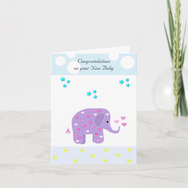Cartão Parabéns Bebê Elefante (Frente)
