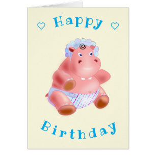 Cartão Parabéns Bebê Hippo