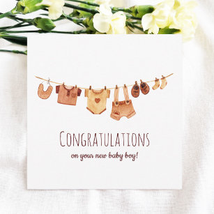 Cartão Parabéns Boho Baby Clothes