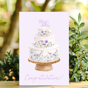 Cartão Parabéns Bolo de Casamento de Flores Selvagens