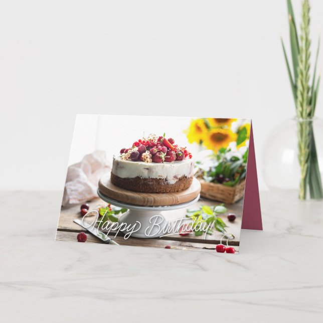 Cartão Parabéns, Bolo Elegante (Frente)