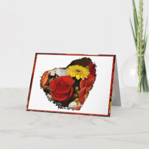 Cartão Parabéns Buquê Grunge Flower Heart