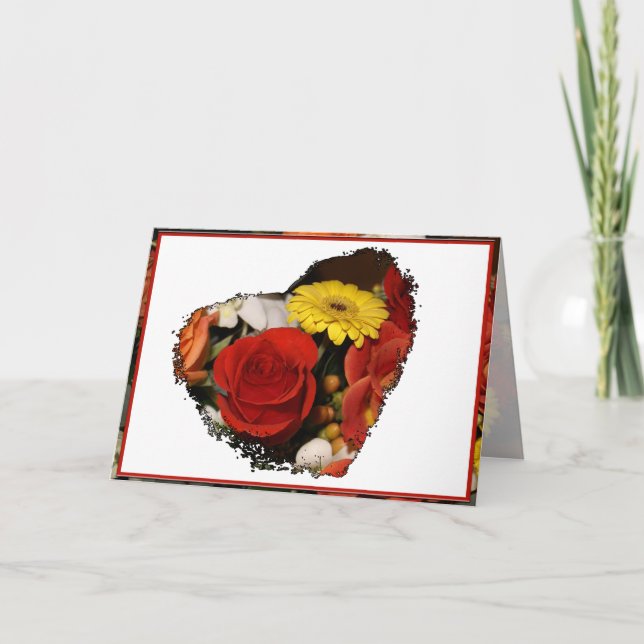 Cartão Parabéns Buquê Grunge Flower Heart (Frente)