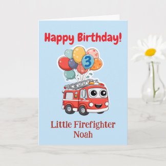 Cartão Parabéns Caminhão de Bombeiros, Aniversário Person