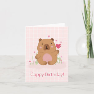 Cartão Parabéns Cappy Capivara Fofa Piada de Aniversário