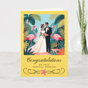 Cartão Parabéns Casal Recém-Casado Casamento Tropical