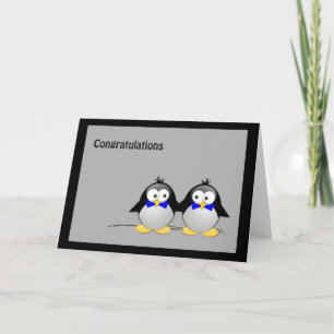 Cartão Parabéns Casamento/ Gay de União- Pinguins