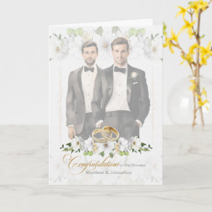 Cartão Parabéns Casamento Gay Dois Noivos Vintage