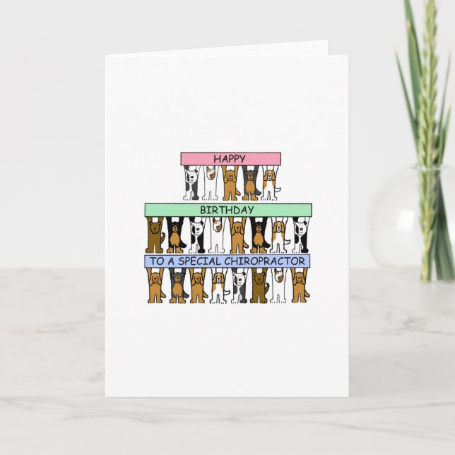 Cartão Parabéns, Chiropractor Cartoon Cães (Frente)