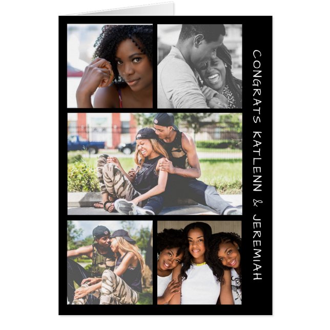 Cartão Parabéns Cinco Casamento Fotográfico (Frente)