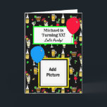 Cartão Parabéns, codornizes personalizadas e cervejas<br><div class="desc">Cervejas,  coquetéis,  rum e cokes,  pina coladas,  marys malditos adoram esse cartão de aniversário fofo personalizado. Basta adicionar nome e idade na área de personalização.</div>