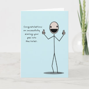 Cartão Parabéns com sucesso em apontar seu xixi