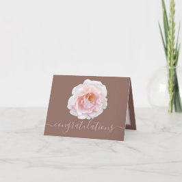 Cartão Parabéns Cor Rosa Elegante Botânica