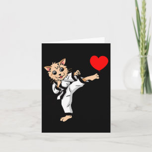 Cartão Parabéns Coração Feliz Aniversário Gato Karatê Jud