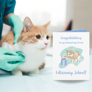 Cartão Parabéns da Escola de Veterinária Gato 