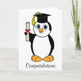 Cartão Parabéns da graduação com pinguim